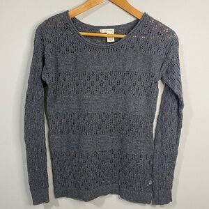 DKNY Jeans Long Sleeve Gray Crochet Sweater Women's Size‎ Small